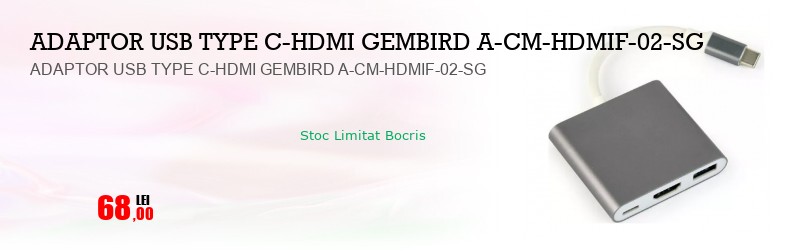 ADAPTOR USB TYPE C-HDMI GEMBIRD A-CM-HDMIF-02-SG