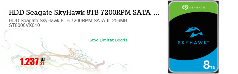 HDD Seagate SkyHawk 8TB 7200RPM SATA-III 256MB ST8000VX010  