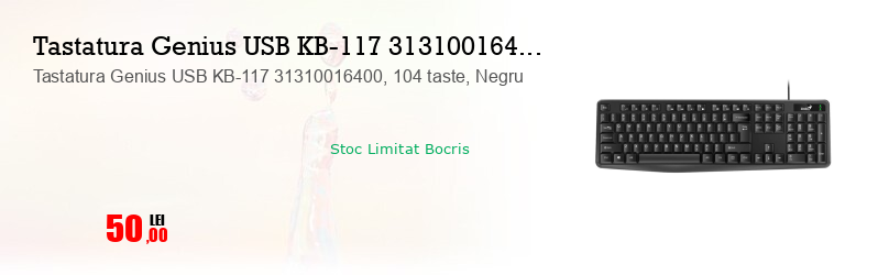 Tastatura Genius USB KB-117 31310016400, 104 taste, Negru