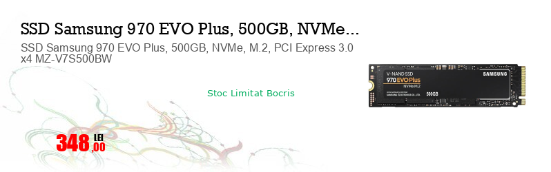 SSD Samsung 970 EVO Plus, 500GB, NVMe, M.2, PCI Express 3.0 x4 MZ-V7S500BW