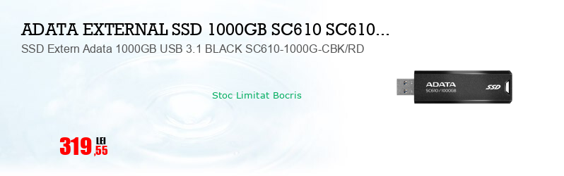 SSD Extern Adata 1000GB USB 3.1 BLACK SC610-1000G-CBK/RD