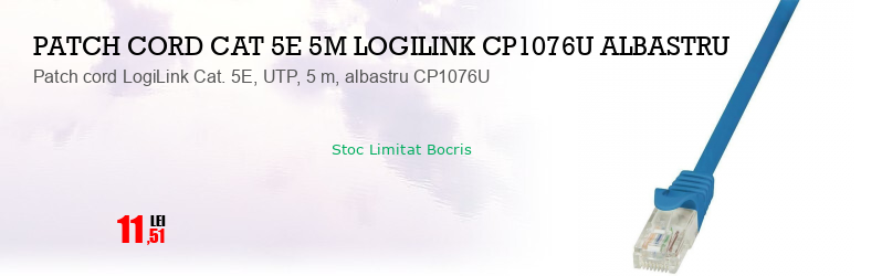Patch cord LogiLink Cat. 5E, UTP, 5 m, albastru CP1076U