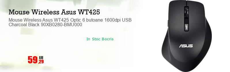 Mouse Wireless Asus WT425 Optic 6 butoane 1600dpi USB Charcoal Black 90XB0280-BMU000