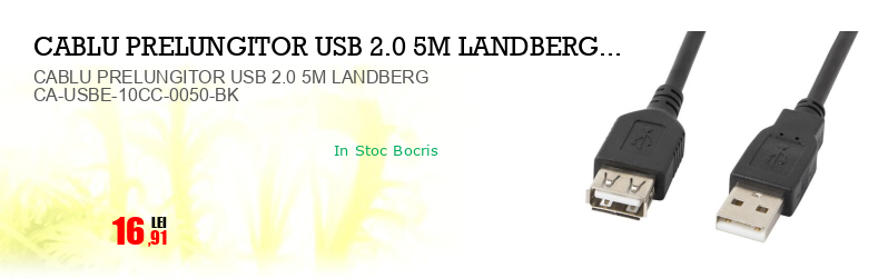 CABLU PRELUNGITOR USB 2.0 5M LANDBERG CA-USBE-10CC-0050-BK