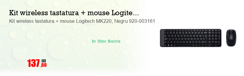 Kit wireless tastatura + mouse Logitech MK220, Negru 920-003161