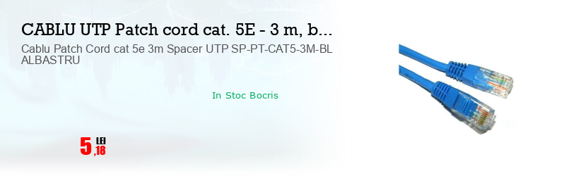 Cablu Patch Cord cat 5e 3m Spacer UTP SP-PT-CAT5-3M-BL ALBASTRU