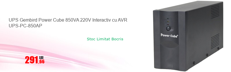 UPS Gembird Power Cube 850VA 220V Interactiv cu AVR UPS-PC-850AP