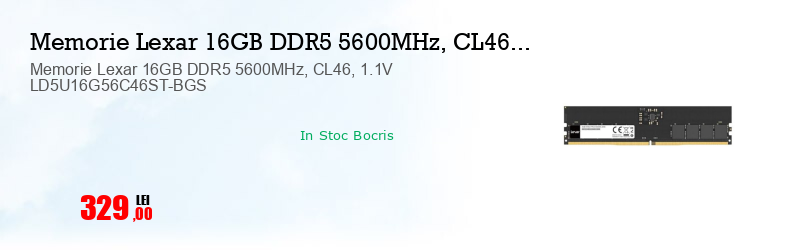 Memorie Lexar 16GB DDR5 5600MHz, CL46, 1.1V LD5U16G56C46ST-BGS