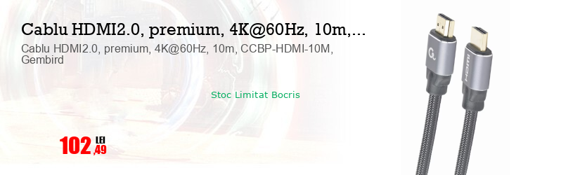 Cablu HDMI2.0, premium, 4K@60Hz, 10m, CCBP-HDMI-10M, Gembird