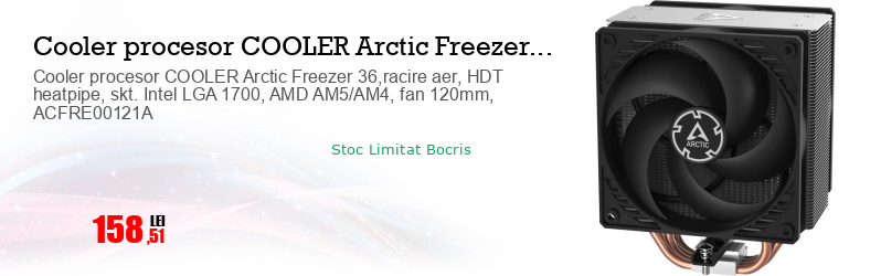 Cooler procesor COOLER Arctic Freezer 36,racire aer, HDT heatpipe, skt. Intel LGA 1700, AMD AM5/AM4, fan 120mm, ACFRE00121A