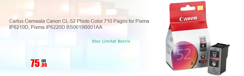 Cartus Cerneala Canon CL-52 Photo Color 710 Pagini for Pixma IP6210D, Pixma IP6220D BS0619B001AA