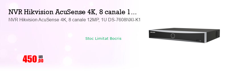 NVR Hikvision AcuSense 4K, 8 canale 12MP, 1U DS-7608NXI-K1
