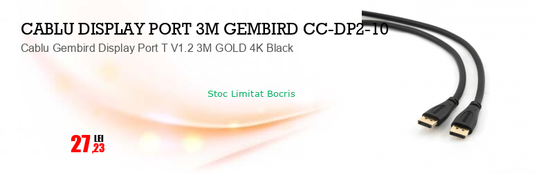 Cablu Gembird Display Port T V1.2 3M GOLD 4K Black