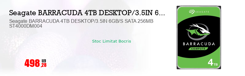 Seagate BARRACUDA 4TB DESKTOP/3.5IN 6GB/S SATA 256MB ST4000DM004