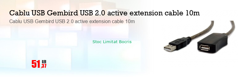 Cablu USB Gembird USB 2.0 active extension cable 10m