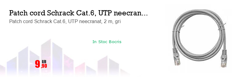 Patch cord Schrack Cat.6, UTP neecranat, 2 m, gri