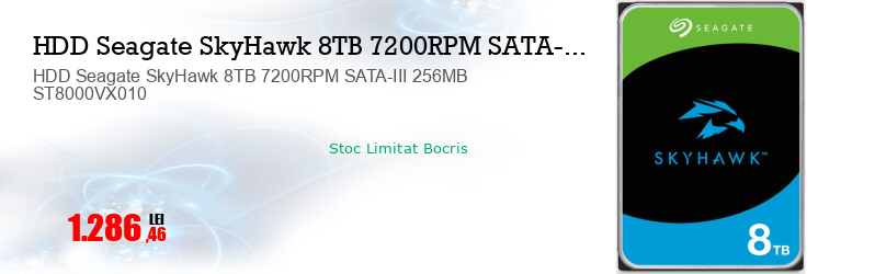 HDD Seagate SkyHawk 8TB 7200RPM SATA-III 256MB ST8000VX010  