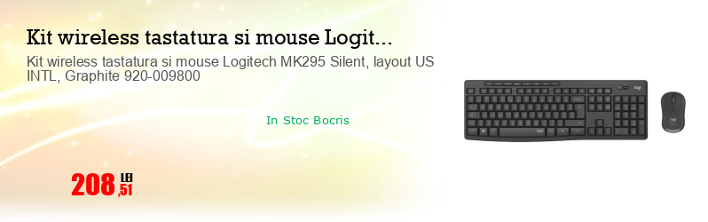 Kit wireless tastatura si mouse Logitech MK295 Silent, layout US INTL, Graphite 920-009800