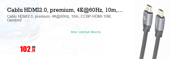 Cablu HDMI2.0, premium, 4K@60Hz, 10m, CCBP-HDMI-10M, Gembird