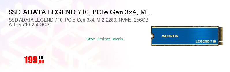 SSD ADATA LEGEND 710, PCIe Gen 3x4, M.2 2280, NVMe, 256GB ALEG-710-256GCS