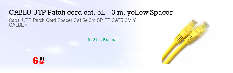 Cablu UTP Patch Cord Spacer Cat 5e 3m SP-PT-CAT5-3M-Y GALBEN
