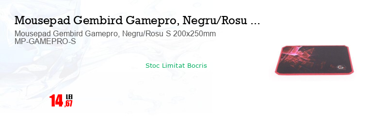 Mousepad Gembird Gamepro, Negru/Rosu S 200x250mm MP-GAMEPRO-S