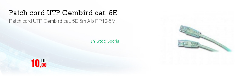 Patch cord UTP Gembird cat. 5E 5m Alb PP12-5M