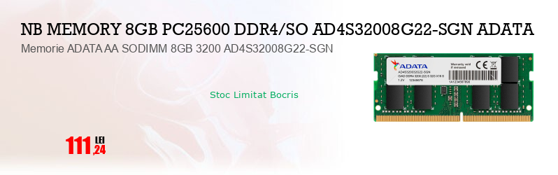 Memorie ADATA AA SODIMM 8GB 3200 AD4S32008G22-SGN 