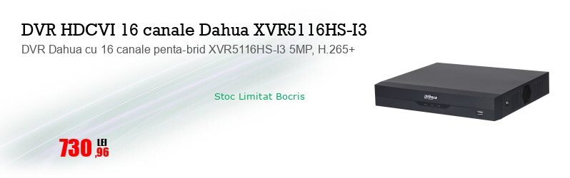 DVR Dahua cu 16 canale penta-brid XVR5116HS-I3 5MP, H.265+