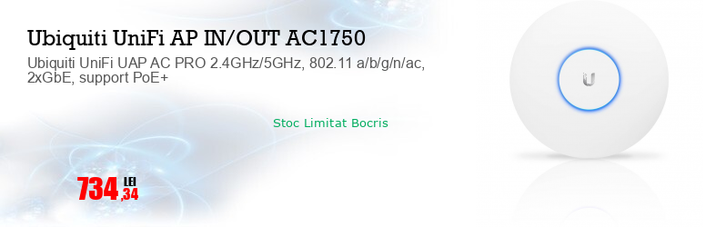 Ubiquiti UniFi UAP AC PRO 2.4GHz/5GHz, 802.11 a/b/g/n/ac, 2xGbE, support PoE+