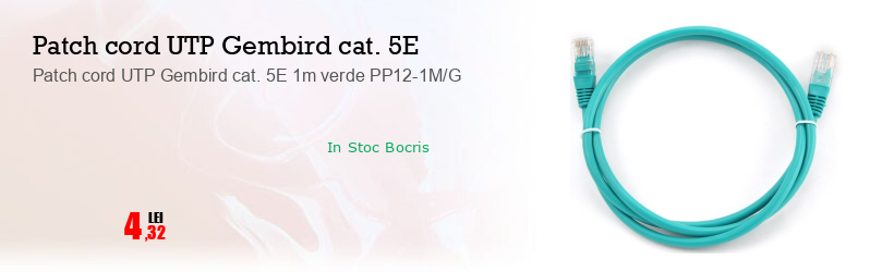 Patch cord UTP Gembird cat. 5E 1m verde PP12-1M/G