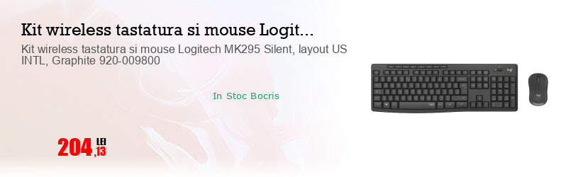 Kit wireless tastatura si mouse Logitech MK295 Silent, layout US INTL, Graphite 920-009800