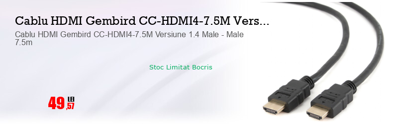 Cablu HDMI Gembird CC-HDMI4-7.5M Versiune 1.4 Male - Male 7.5m