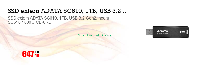 SSD extern ADATA SC610, 1TB, USB 3.2 Gen2, negru SC610-1000G-CBK/RD