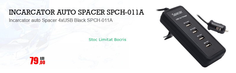 Incarcator auto Spacer 4xUSB Black SPCH-011A