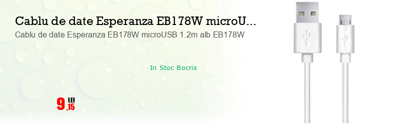 Cablu de date Esperanza EB178W microUSB 1.2m alb EB178W