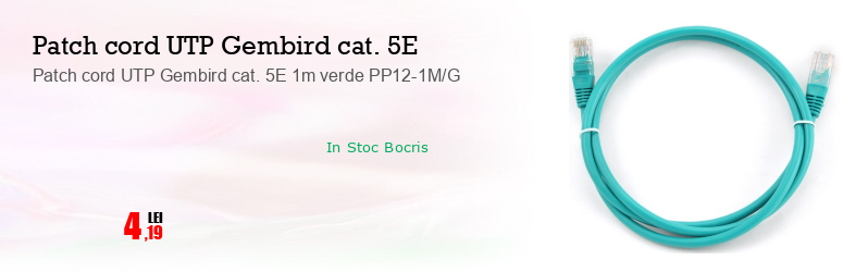 Patch cord UTP Gembird cat. 5E 1m verde PP12-1M/G
