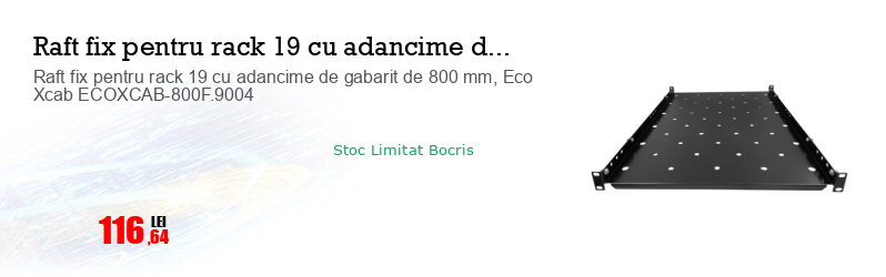 Raft fix pentru rack 19 cu adancime de gabarit de 800 mm, Eco Xcab ECOXCAB-800F.9004