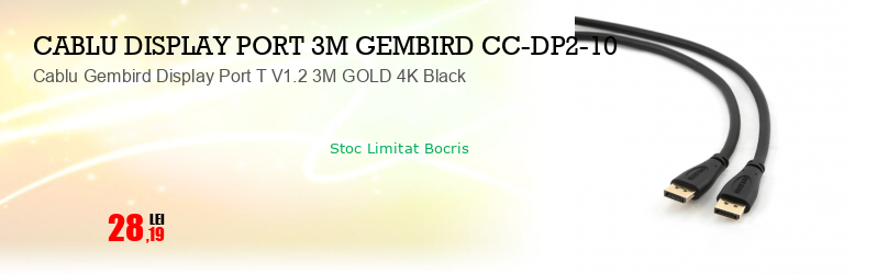 Cablu Gembird Display Port T V1.2 3M GOLD 4K Black
