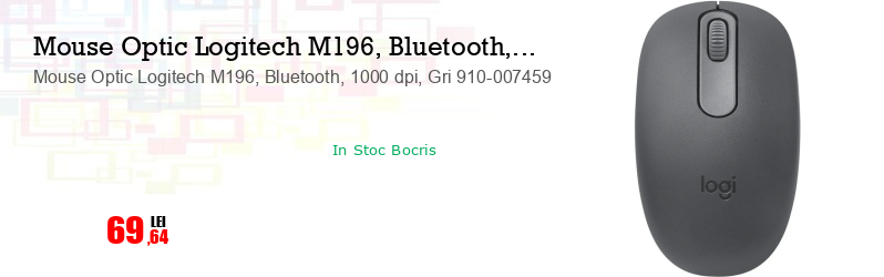 Mouse Optic Logitech M196, Bluetooth, 1000 dpi, Gri 910-007459