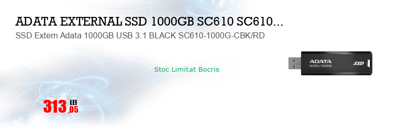 SSD Extern Adata 1000GB USB 3.1 BLACK SC610-1000G-CBK/RD
