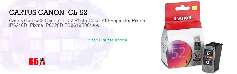Cartus Cerneala Canon CL-52 Photo Color 710 Pagini for Pixma IP6210D, Pixma IP6220D BS0619B001AA