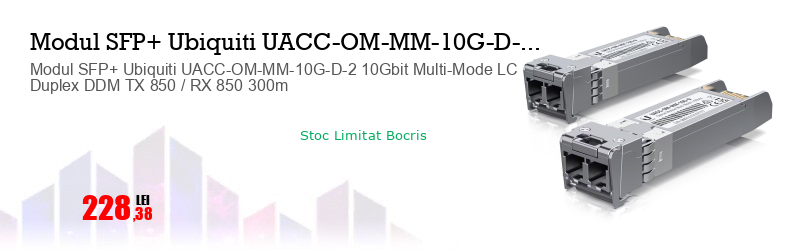 Modul SFP+ Ubiquiti UACC-OM-MM-10G-D-2 10Gbit Multi-Mode LC Duplex DDM TX 850 / RX 850 300m