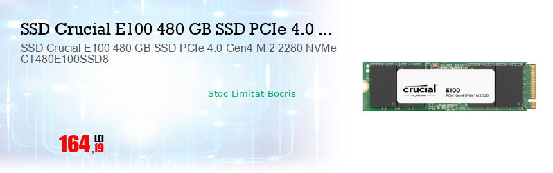 SSD Crucial E100 480 GB SSD PCIe 4.0 Gen4 M.2 2280 NVMe CT480E100SSD8