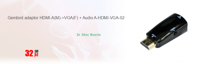 Gembird adaptor HDMI-A(M)->VGA(F) + Audio A-HDMI-VGA-02