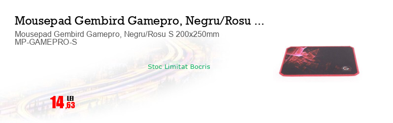 Mousepad Gembird Gamepro, Negru/Rosu S 200x250mm MP-GAMEPRO-S