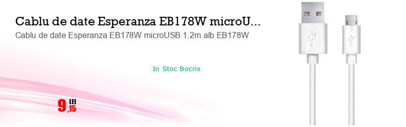 Cablu de date Esperanza EB178W microUSB 1.2m alb EB178W