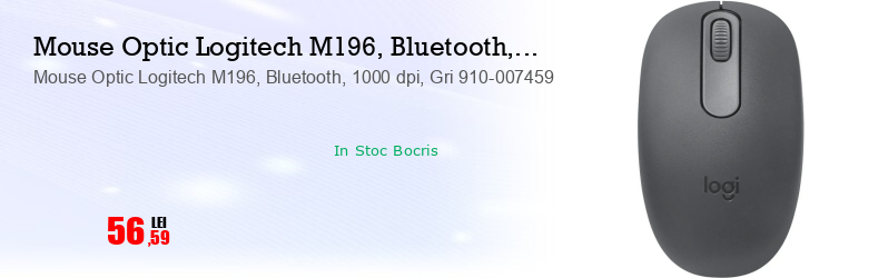 Mouse Optic Logitech M196, Bluetooth, 1000 dpi, Gri 910-007459