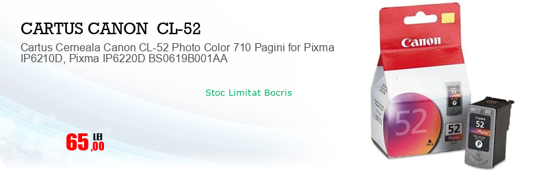 Cartus Cerneala Canon CL-52 Photo Color 710 Pagini for Pixma IP6210D, Pixma IP6220D BS0619B001AA