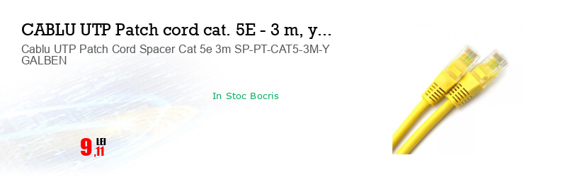 Cablu UTP Patch Cord Spacer Cat 5e 3m SP-PT-CAT5-3M-Y GALBEN